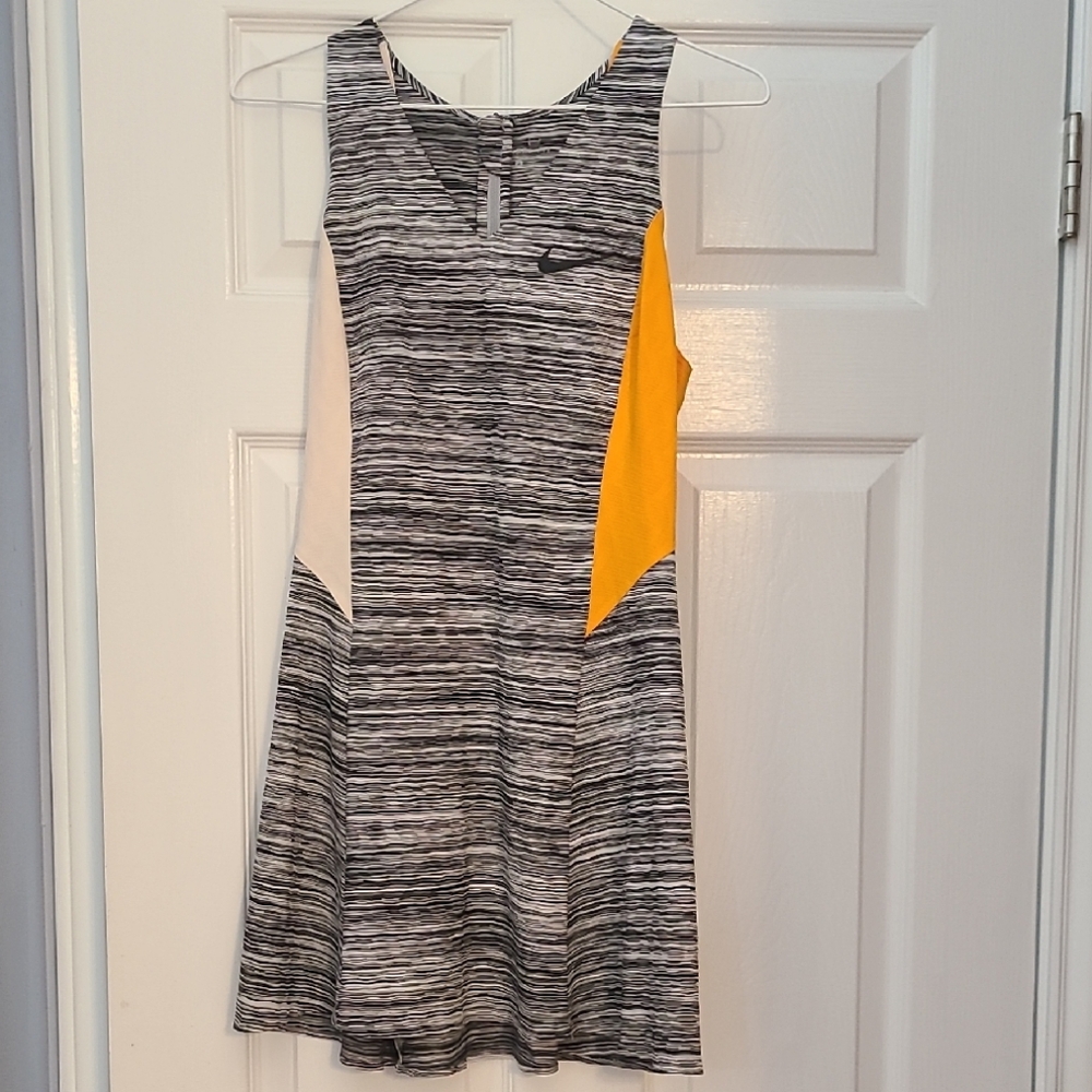 Nike Women's Tennis Dress - Black, White, and Orange